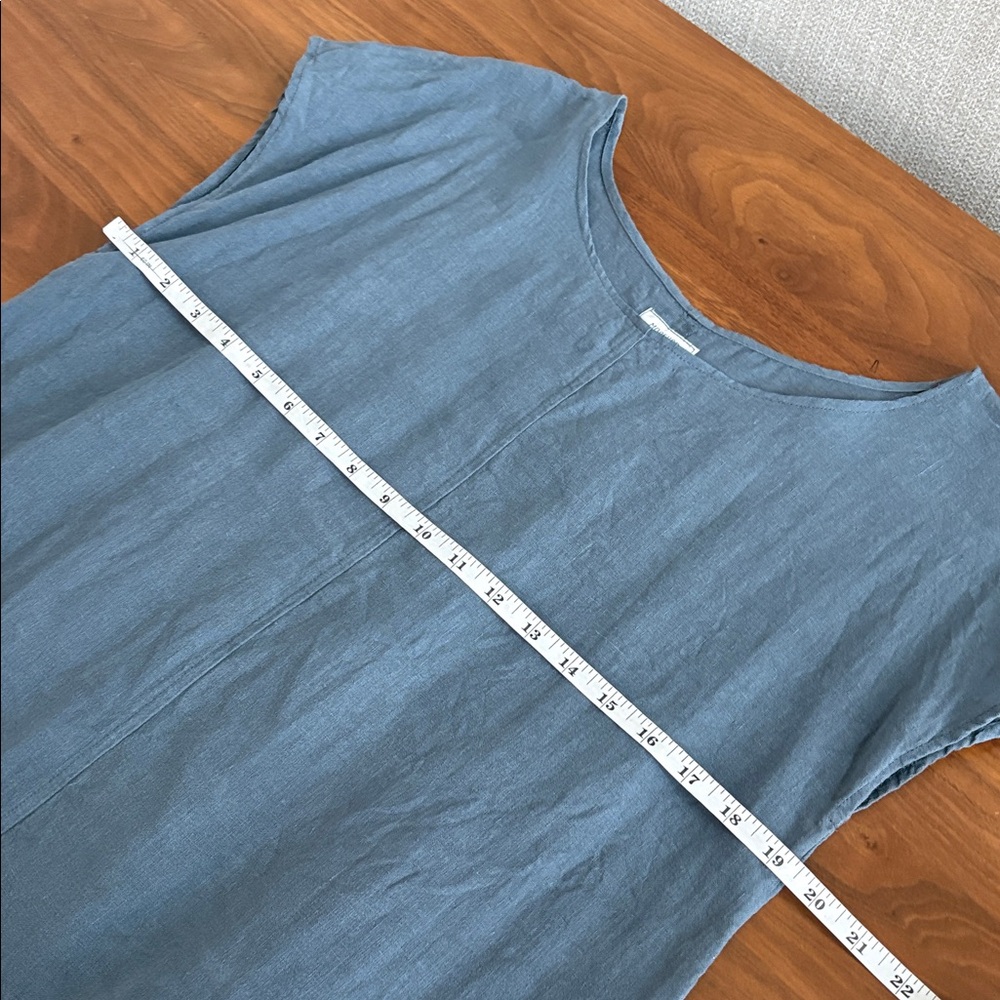 Mooshoplinen MOO European Linen Handmade ALICE tank top Dusty Blue Size Small - Picture 6 of 8